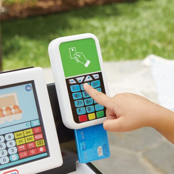 little tikes first self checkout stand play cash register with realistic lights & sounds and 405