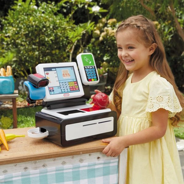 little tikes first self checkout stand play cash register with realistic lights & sounds and 406