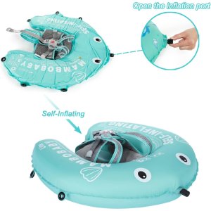 mambobaby float self inflating baby pool float with canopy pink1