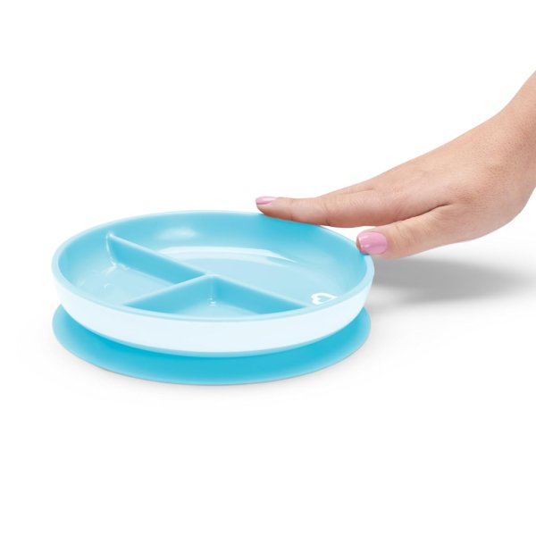 munchkin® stay put™ divided suction toddler plates, blue:green1