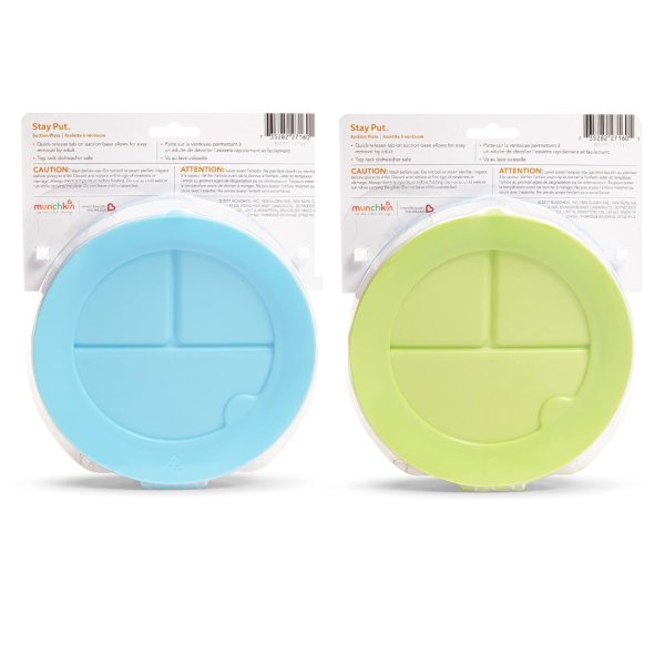munchkin® stay put™ divided suction toddler plates, blue:green4