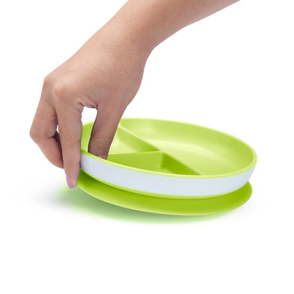 munchkin® stay put™ divided suction toddler plates, blue:green5