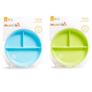 munchkin® stay put™ divided suction toddler plates, blue:green6