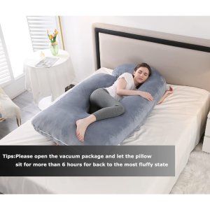 pregnancy pillow j shaped full body pillow with velvet cover grey maternity pillow1