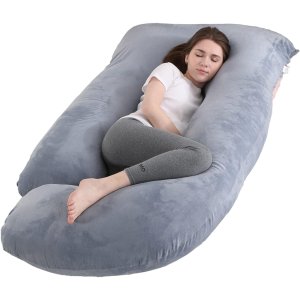 pregnancy pillow j shaped full body pillow with velvet cover grey maternity pillow2
