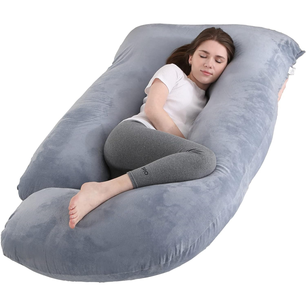 pregnancy pillow j shaped full body pillow with velvet cover grey maternity pillow2