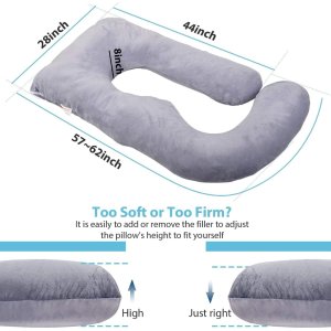 pregnancy pillow j shaped full body pillow with velvet cover grey maternity pillow3
