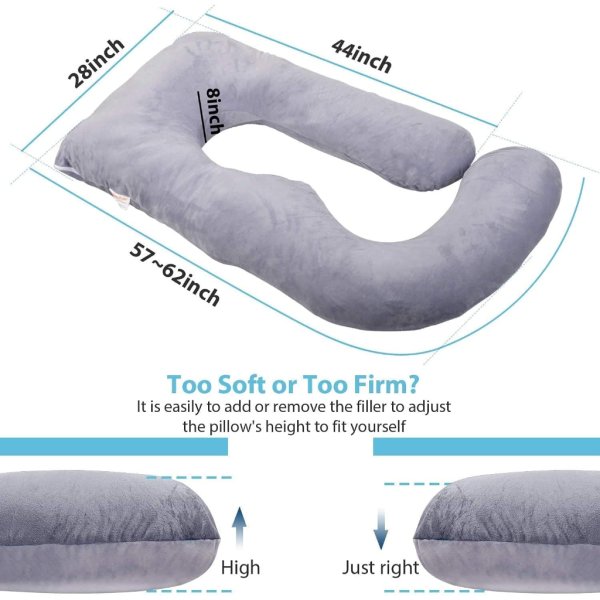 pregnancy pillow j shaped full body pillow with velvet cover grey maternity pillow3