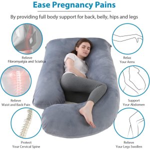 pregnancy pillow j shaped full body pillow with velvet cover grey maternity pillow6