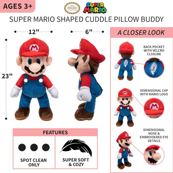 super mario kids bedding super soft plush cuddle pillow4