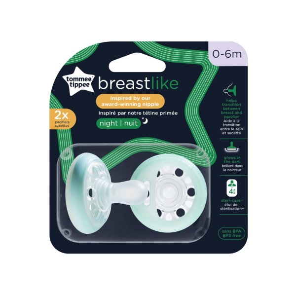 tommee tippee breast like night pacifier, 0 6 months6