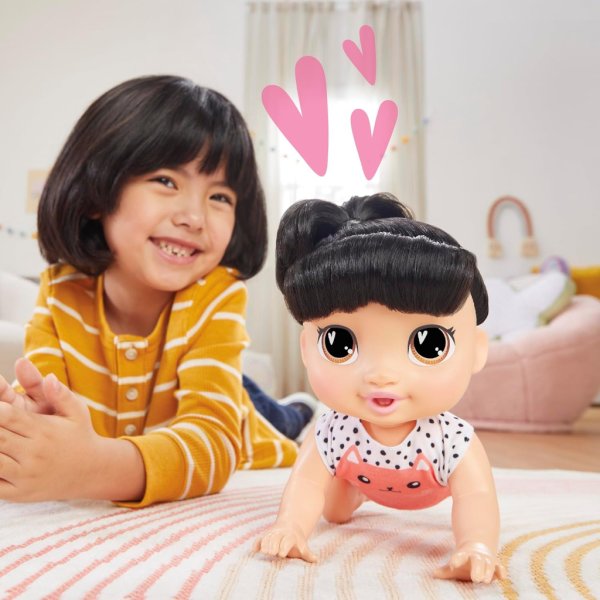 baby alive crawl 'n play katie kat electronic crawling baby doll set14