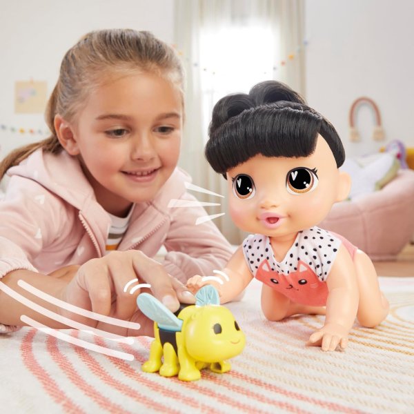 baby alive crawl 'n play katie kat electronic crawling baby doll set4