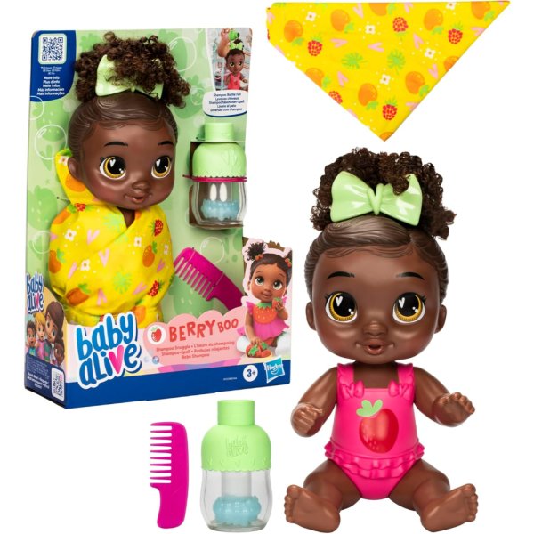 baby alive shampoo snuggle berry boo black hair 11 inch water baby doll playset (7)