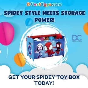 Delta Children Marvel Spidey and His Amazing Friends Toy Box with Retractable Fabric Top, Blue
