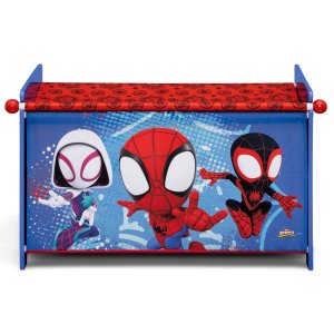 delta children marvel spidey and his amazing friends toy box with retractable fabric top, blue3
