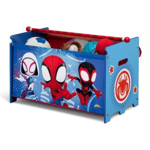 delta children marvel spidey and his amazing friends toy box with retractable fabric top, blue5