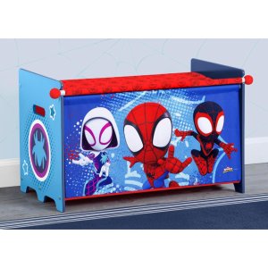 delta children marvel spidey and his amazing friends toy box with retractable fabric top, blue6