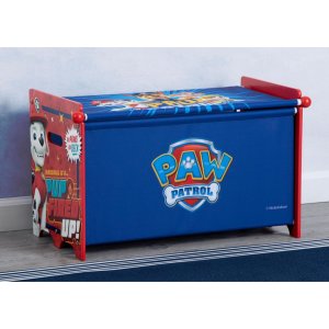 delta children paw patrol toy box toy box with retractable fabric top, blue2