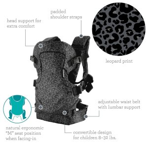 infantino flip advanced 4 in 1 carrier black & gray leopard7