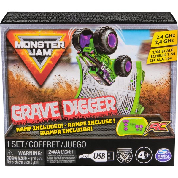 monster jam, official grave digger remote control monster truck with ramp6