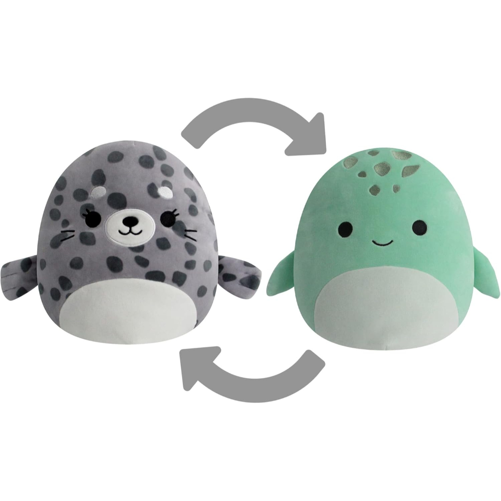 squishmallows flipamallows 12 inch flippable odile grey seal and cole teal turtle1