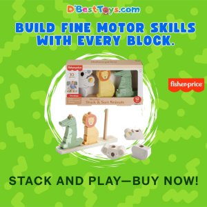 Fisher-Price Wood Baby Toy Stack & Sort Animals, 10 Wooden Pieces