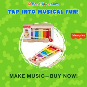 Fisher-Price Wood Toddler Toy Xylophone, Wooden Musical Instrument