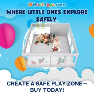 Fodoss Baby Playpen, 47x47 in Small Play Pen,Toddler Playpen