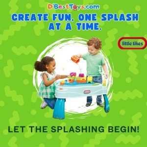 Little Tikes Build & Splash Water Table with 25 Piece Accessories - Wet/Dry Play, Indoor/Outdoor with Removeable Grow-with-Me Legs