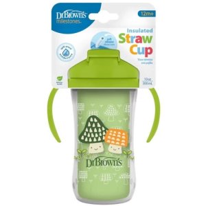 Dr.Brown's 10oz/300ml Insulated Straw Cup W/Handles, Green