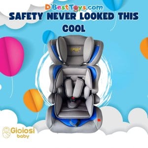 GioiosiBaby High Back Booster Seat(Dark Grey + Blue)- Zion