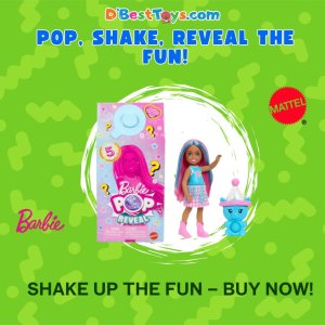 Barbie Chelsea Pop Reveal Doll Set, Shakes Series with 5 Surprises Including Scented Small Doll, Pop-It Pet & Color Change (Styles May Vary)
