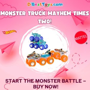 Hot Wheels Monster Trucks Multipack, 1:64 Scale Mega-Wrex & Tiger Shark Toy