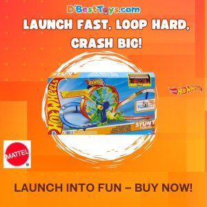 Hot Wheels Toy Car Track Set, Launch and Loop Playset & 1:64 Scale Die-Cast Vehicle, Crash Area on Figure 8 Track with Loop-Kicker Booster
