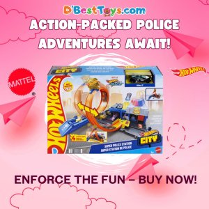 Hot Wheels Toy Car Track Set, Super Police Station Playset
