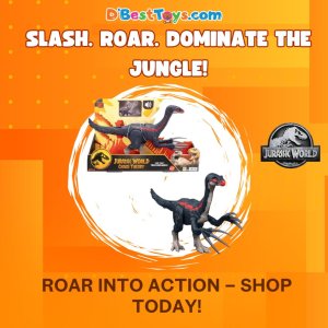 Mattel Jurassic World Chaos Theory Slash N Roar Therizinosaurus Dinosaur Action Figure Toy, Attack Claws & Sound, Digital Play
