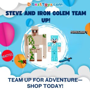 Mattel Minecraft 2-Pack Iron Golem & Steve 3.25" Scale