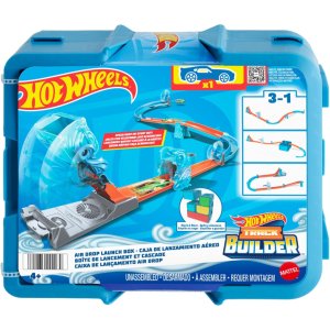 Hot Wheels Toy Car Track Set, Track Builder Wind Gravity Pack Playset with 1:64 Scale Vehicle & 12 Component Parts in Modular Storage Box