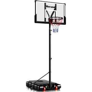 Basketball Hoop,Portable Basketball Hoop System for Outdoor, Adjustable Height 5.7-10ft 45in Backboard Basketball Goal for Kids Teen and Adult Midnight Black