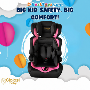 GioiosiBaby High Back Booster Seat(Black + Pink)- Jewel