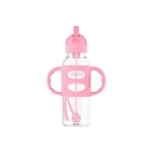 Dr. Brown’s Milestones Sippy Straw Bottle with Silicone Handles Pink (6m+) – 250 ml