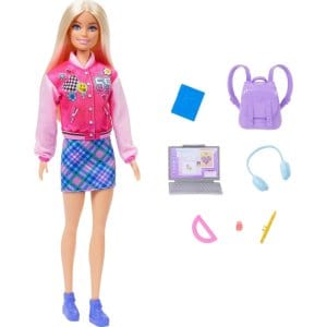 Barbie I Love School Toy Set with & 7 Accessories, Blonde Fashion Doll Wears Removable Look