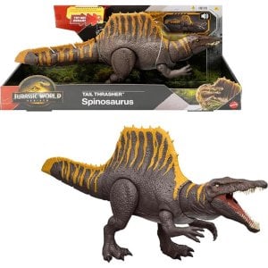 Jurassic World Rebirth Tail Thrasher Spinosaurus Action Figure, Dinosaur Toy With 2 Attack Moves