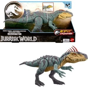 Mattel Jurassic World Gigantic Trackers Action Figure, Neovenator Dinosaur Toy with Attack Chomp, Evolving Head Crest & Digital Play