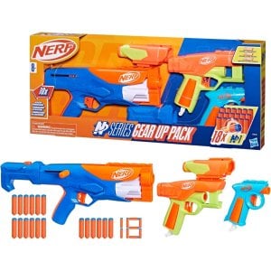 Nerf N Series Gear Up Pack, 3X Blasters, 18 Nerf N1 Darts, Kids Gifts, Outdoor Games, Ages 8+