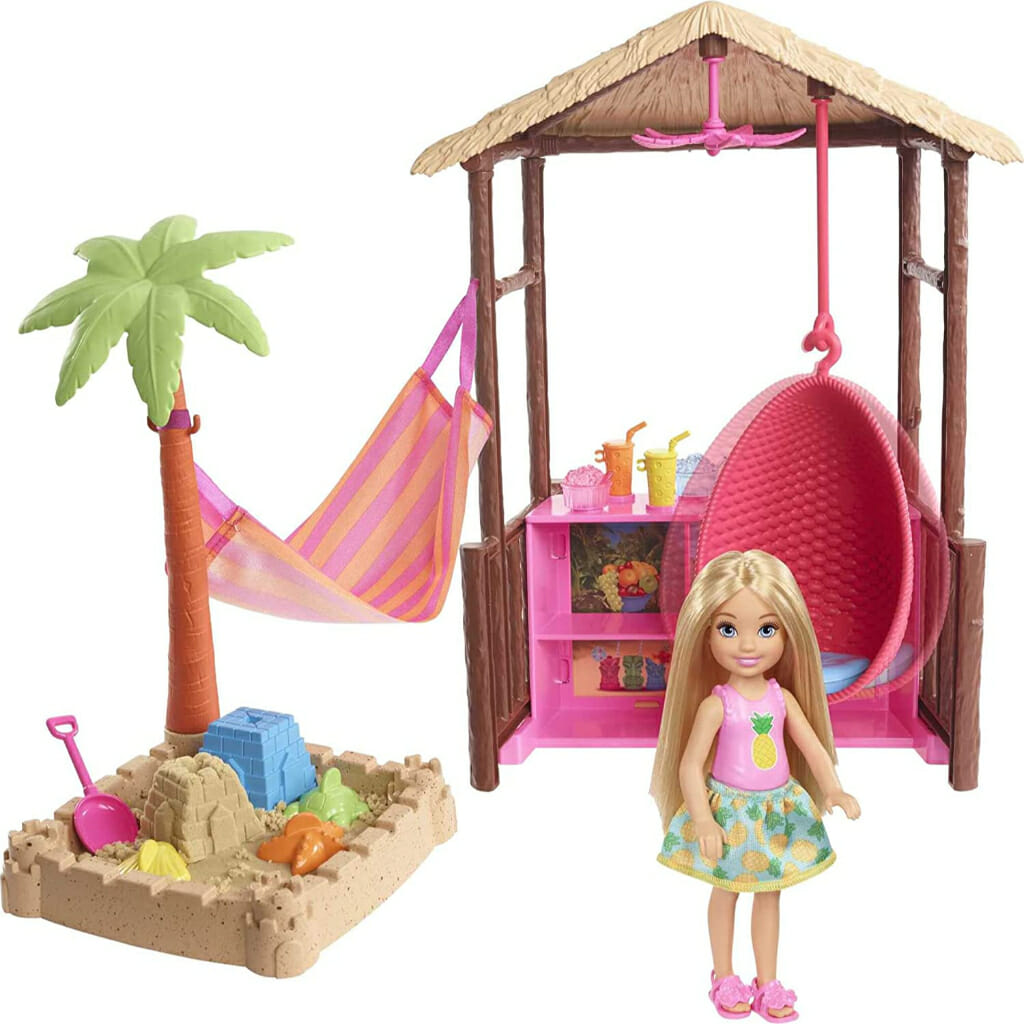 barbie chelsea doll and tiki hut playset with 6 inch blonde do