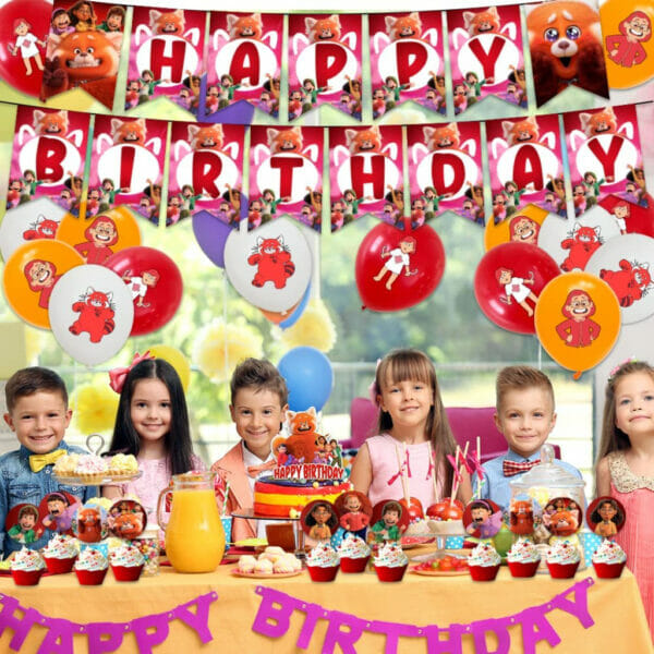 cute red panda birthday party supplies party decorations cute cartoon theme party set (4)