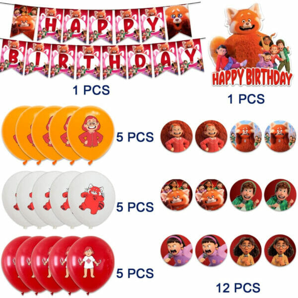 cute red panda birthday party supplies party decorations cute cartoon theme party set (6)