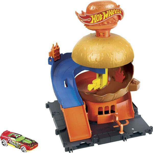 hot wheels city burger drive thru playset, with 1 toy car (2)